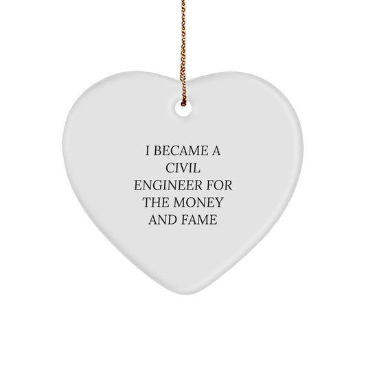 Funny Civil Engineer Heart Ornament for Men or Women, Gift for Civil Engineer Friends, Christmas Unique Gifts from Family or Friends - Image 1
