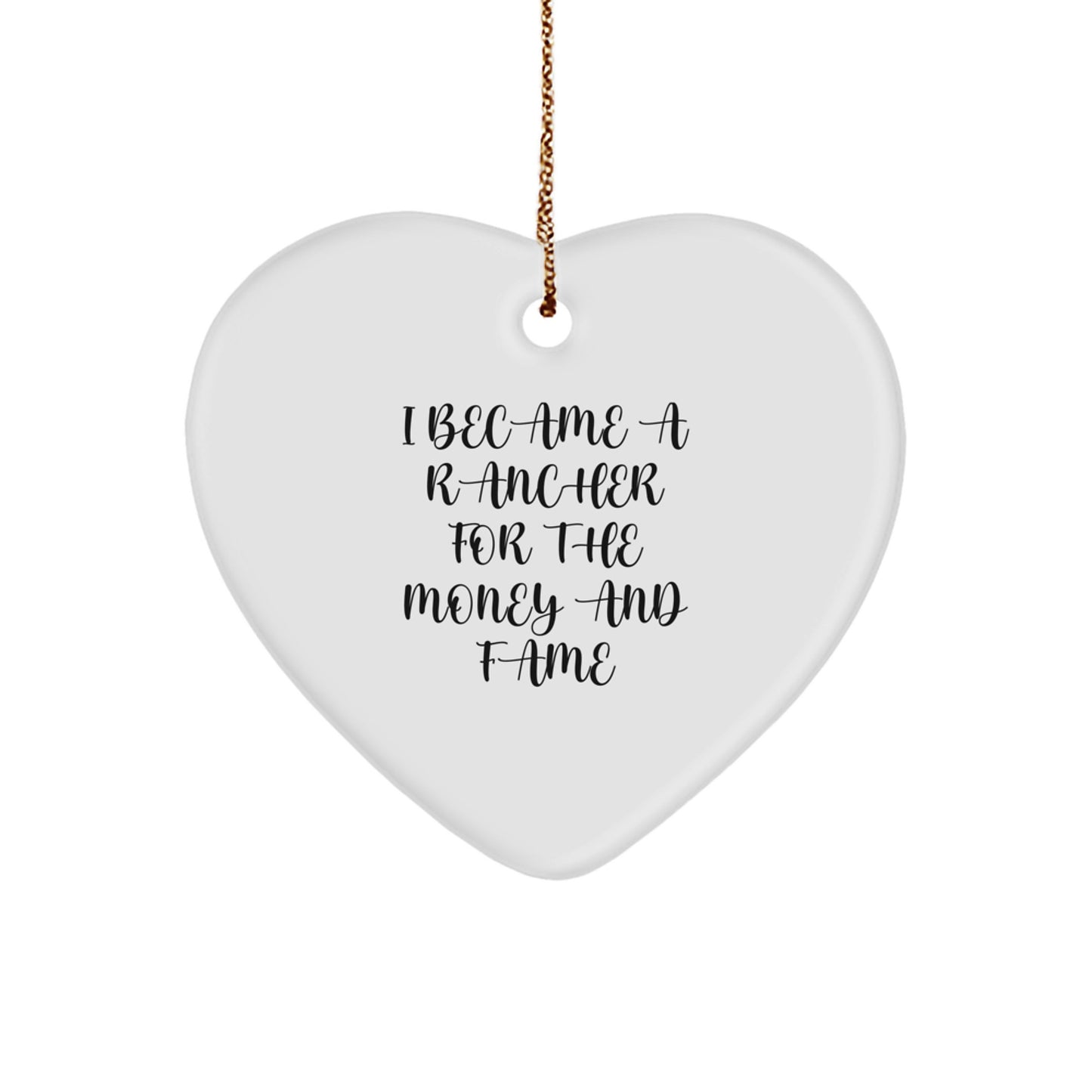 Funny Rancher Christmas Unique Gifts from Men to Family Members, Heart Ornament for Ranchers, Unique Christmas Unique Gifts for Rancher Family - Image 1