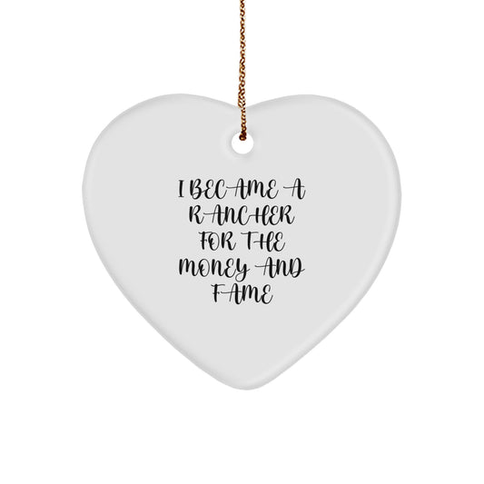 Funny Rancher Christmas Unique Gifts from Men to Family Members, Heart Ornament for Ranchers, Unique Christmas Unique Gifts for Rancher Family - Image 1
