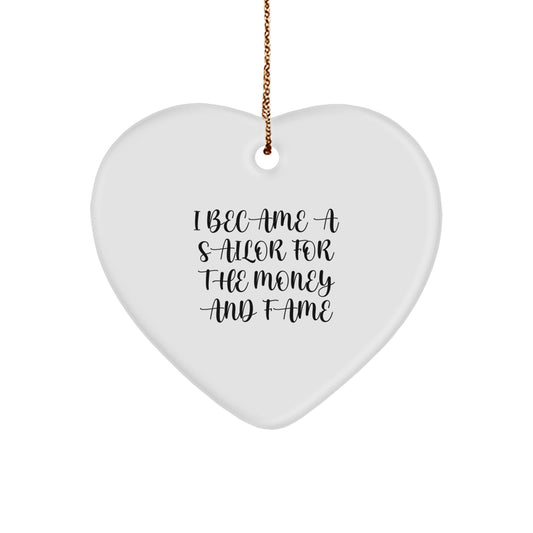 Funny Sailor Heart Ornament Gifts from Men to Friends, Unique Christmas Decorations for Sailor Home, Heart Shaped Decor - Image 1