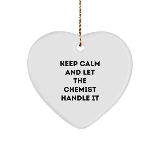 Funny Chemist Gifts from Friends for Christmas - Heart Ornament Keep Calm - Image 1