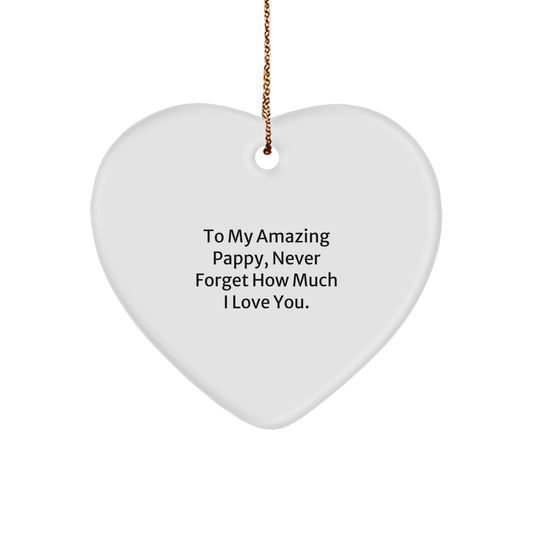 Unique Gifts from Me to My Amazing Pappy, Heart Ornament with Funny Quote for Christmas - Image 1