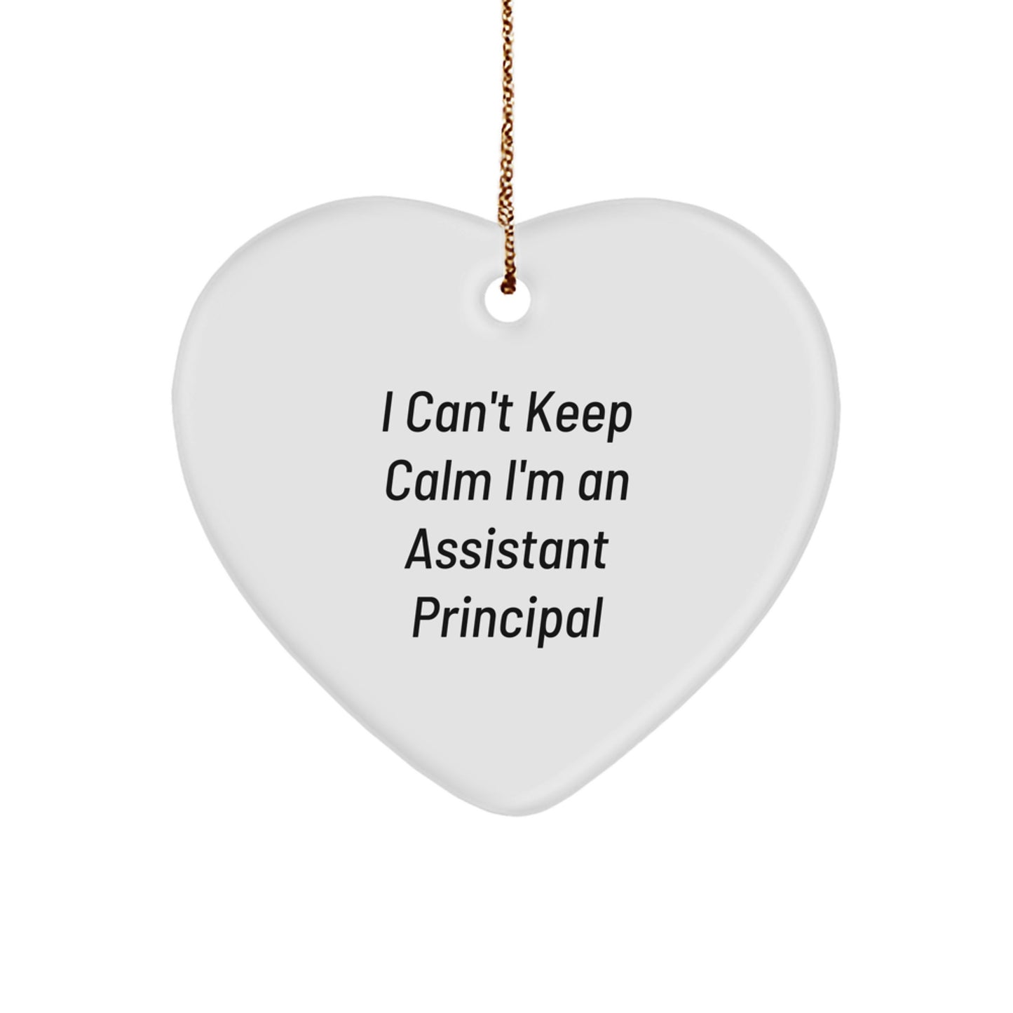 Funny Assistant Principal Gifts for Men, Heart Ornament with I Can't Keep Calm I'm An Assistant Principal Quote, Christmas Unique Gifts from Friends - Image 1
