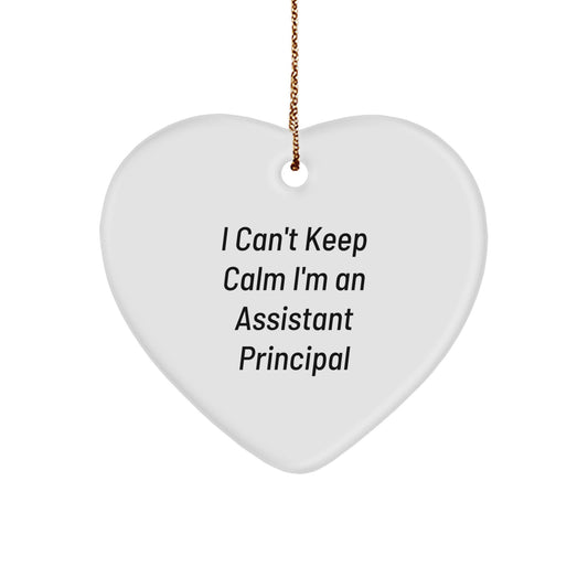 Funny Assistant Principal Gifts for Men, Heart Ornament with I Can't Keep Calm I'm An Assistant Principal Quote, Christmas Unique Gifts from Friends - Image 1