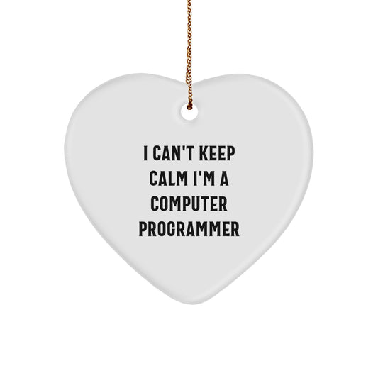 Funny Computer Programmer Gifts for Him, Heart Ornament, I'm A Computer Programmer, Gifts from Friends, Unique Christmas Decorations, White Heart Shaped - Image 1