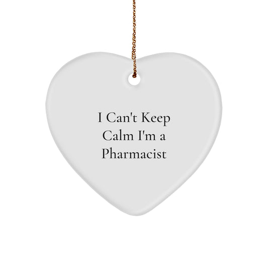 Funny Pharmacist Gifts for Him, 'I Can't Keep Calm I'm A Pharmacist' Heart Ornament, Christmas Unique Gifts from Friends, Family, Coworkers - Image 1