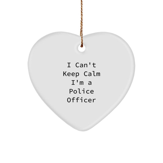 Funny I Can't Keep Calm Gifts from Men to Police Officer Christmas Unique Heart Ornament for Police Officer Friends - Image 1