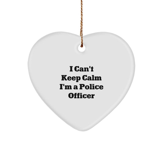 Funny Police Officer Heart Ornament Gifts from Men to Friends, Inspirational I Cant Keep Calm I'm A Police Officer Unique Christmas Decorations - Image 1
