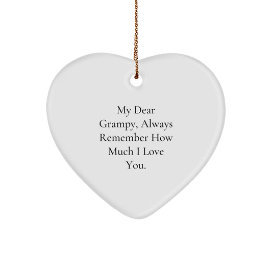 Funny Grampy Gifts for Him - 'My Dear Grampy, Always Remember' Heart Ornament, Christmas Unique Presents for Grandfathers - Image 1