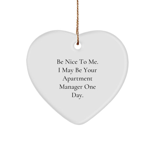 Funny Heart Ornament for Apartment Manager Gifts from Family Members - Inspirational Holiday Decorations for Christmas Unique Presents - Image 1