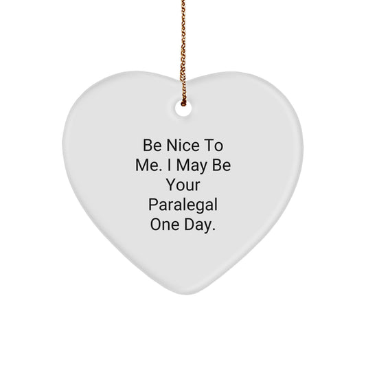 Funny Paralegal Heart Ornament Gifts from Friends and Family for Paralegal, Cute Heart Shaped Present Ideas for Christmas Unique Gifts - Image 1
