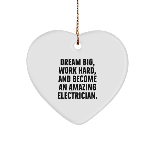 Fun Inspirational Electrician Heart Ornament Gifts from Friends and Family for Men, Unique Christmas Decorations - Image 1