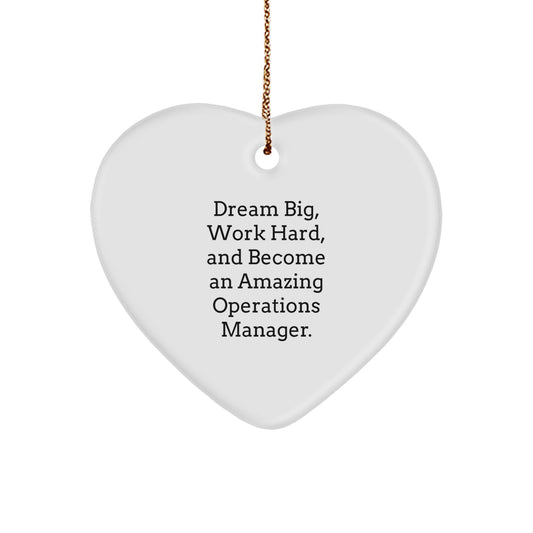 Gifts from Men for Operations Manager - Christmas Unique Inspirational Heart Ornament - Dream Big Work Hard Quote - Image 1