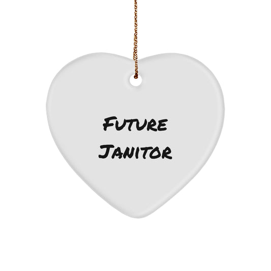 Funny Future Janitor Heart Ornament Gift for Janitor Friends and Family - Christmas Unique Gifts from Men to Men - Image 1