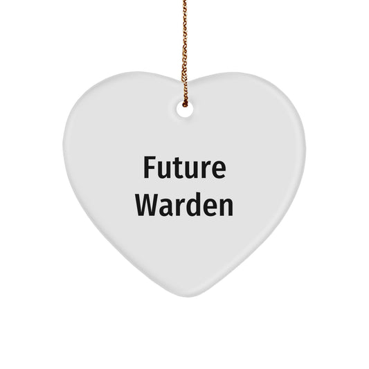 Funny Future Warden Heart Ornament Gift for Men, Gifts from Friends, Perfect for Christmas Unique Gifts - Image 1