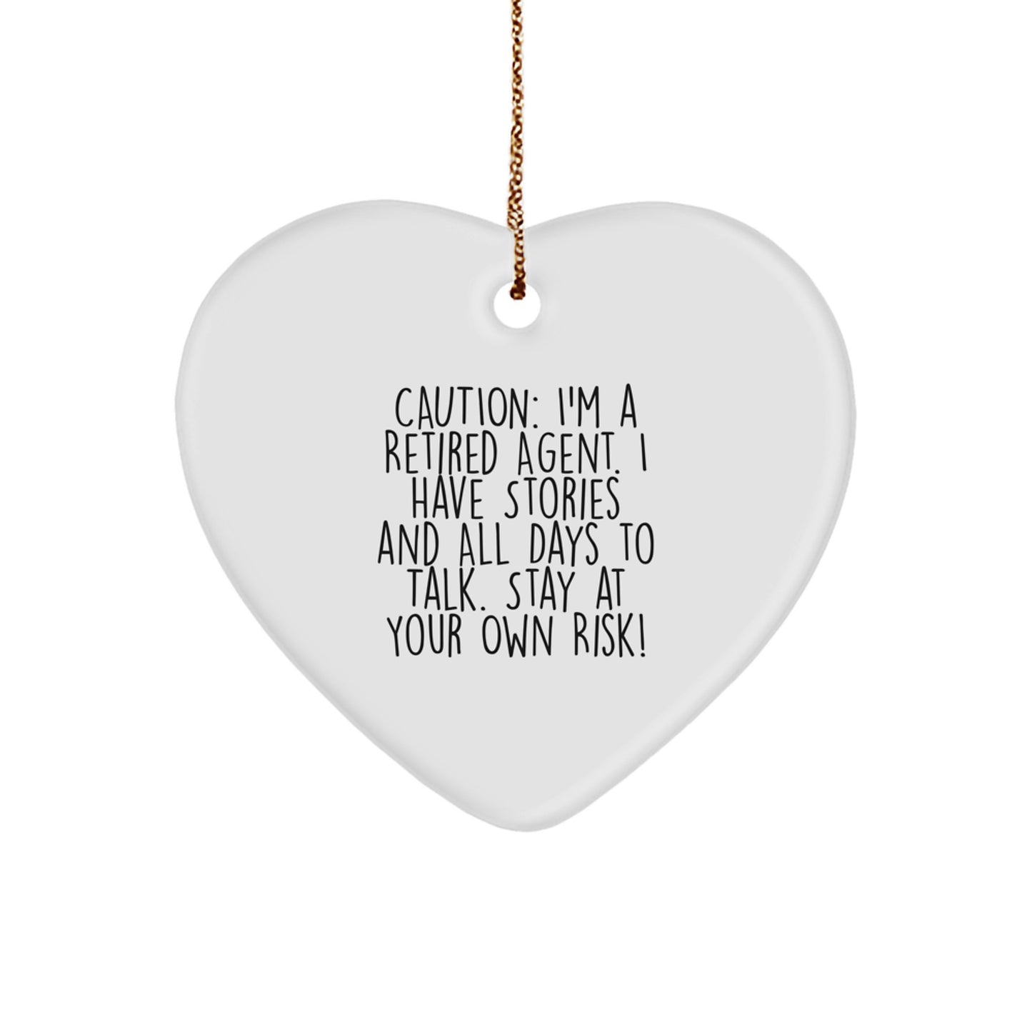 Funny Agent Gifts: Caution Heart Ornament from Friend, for Agent, Christmas Unique Agent Heart Ornament - Image 1