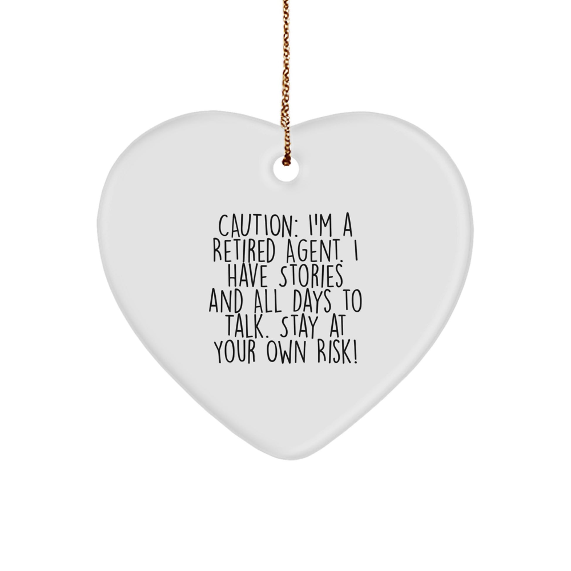 Funny Agent Gifts: Caution Heart Ornament from Friend, for Agent, Christmas Unique Agent Heart Ornament - Image 1