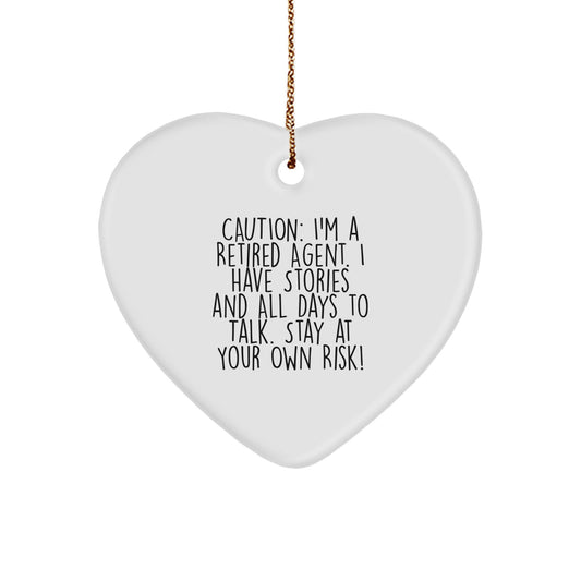 Funny Agent Gifts: Caution Heart Ornament from Friend, for Agent, Christmas Unique Agent Heart Ornament - Image 1