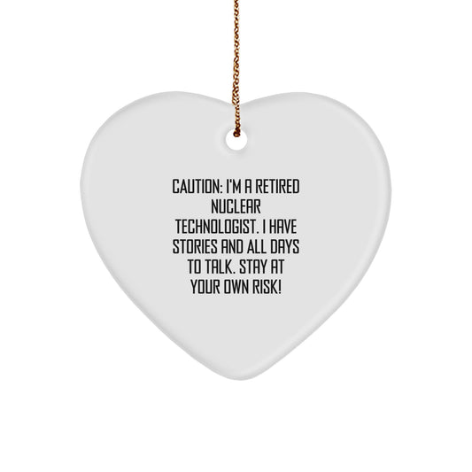 Nuclear Technologist Gifts, Funny Caution Heart Ornament for Men, Unique Christmas Unique Gifts for Family, Friends, Coworkers from Nuclear Tech Enthusiast - Image 1