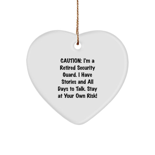 Security Guard Funny Ornament, Funny Heart Ornament for Security Guard Friends, Gifts for Security Guard Men, Heart Shaped Security Guard Ornaments - Image 1