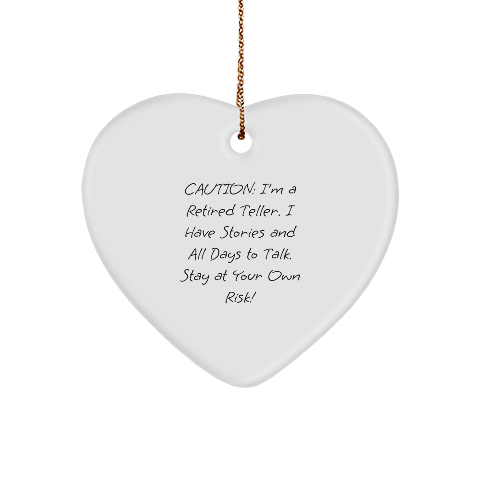 Teller Heart Ornament Gifts from Men to Teller, Funny Quote, Caution, White Heart Shaped, Christmas Unique Gifts - Image 1