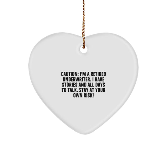 Funny Underwriter Gifts - Cautionary Heart Ornament for Underwriter Friends - Gifts from Men, Women, or Coworkers for Underwriter Christmas Unique Gifts - Image 1
