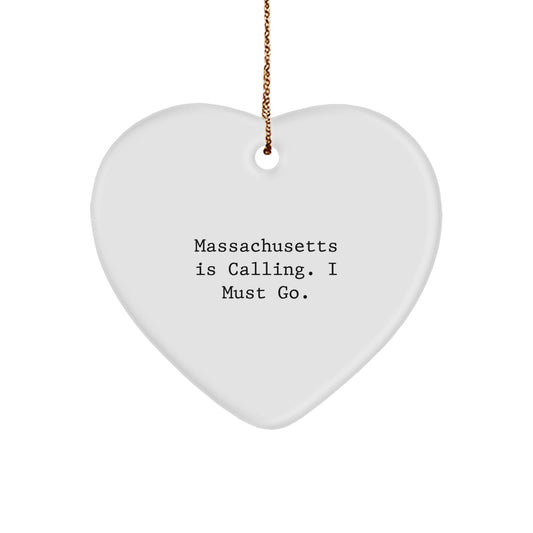 Massachusetts Heart Ornament Gifts from Men to Friends and Family for Christmas - Image 1