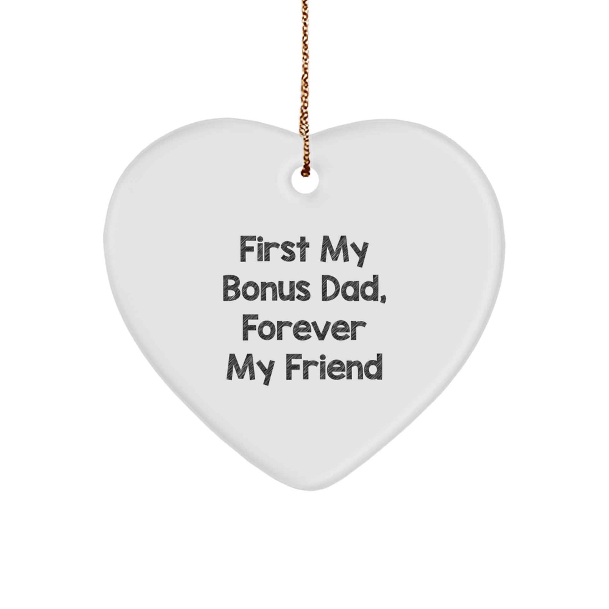 Heartfelt Gifts from Men to Bonus Dads, Funny Heart Ornament for Christmas Unique Gifts - Image 1