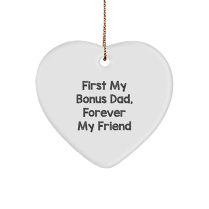 Heartfelt Gifts from Men to Bonus Dads, Funny Heart Ornament for Christmas Unique Gifts - Image 1