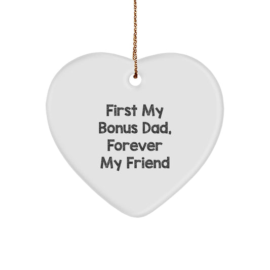Heartfelt Gifts from Men to Bonus Dads, Funny Heart Ornament for Christmas Unique Gifts - Image 1