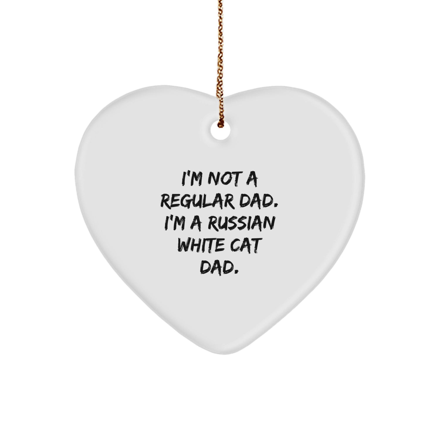 Funny Russian White Cat Dad Gift, Heart Ornament for Men, Russian White Cat Lovers, Christmas Unique Gifts from Family, Friends, Coworkers - Image 1