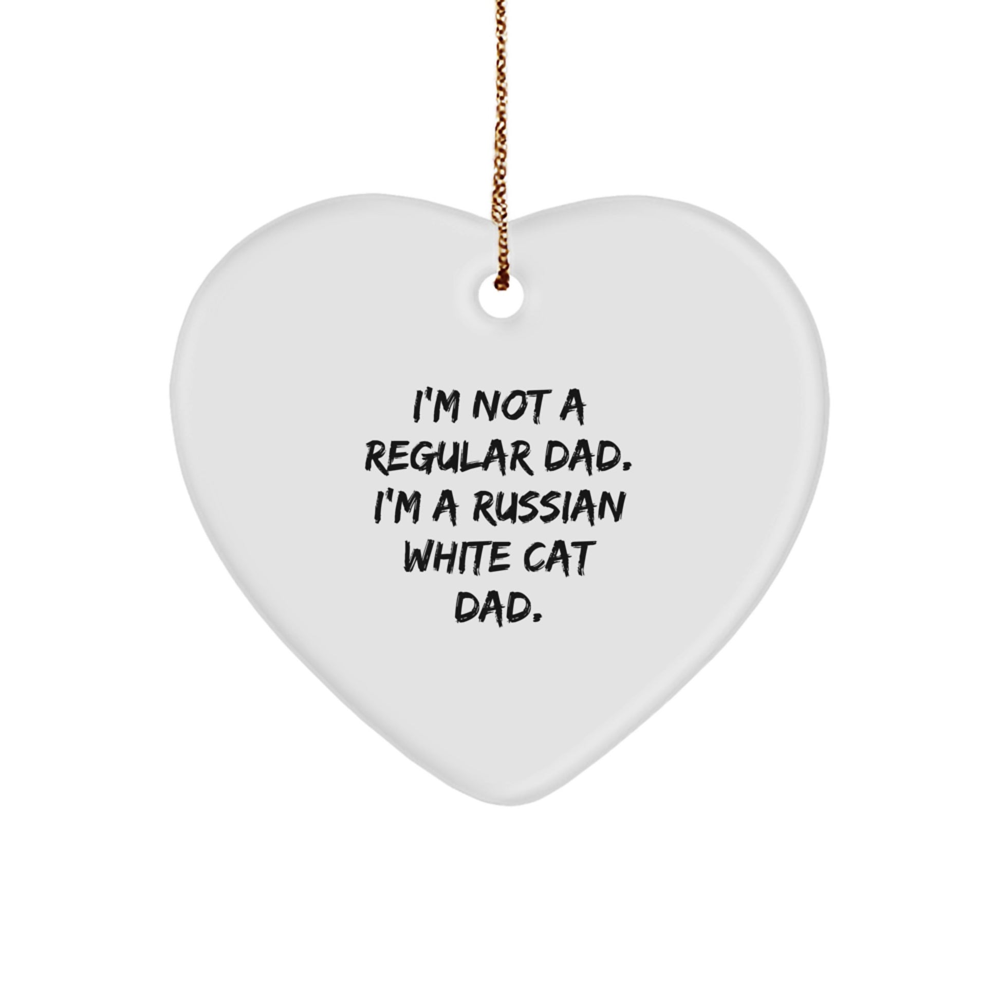 Funny Russian White Cat Dad Gift, Heart Ornament for Men, Russian White Cat Lovers, Christmas Unique Gifts from Family, Friends, Coworkers - Image 1