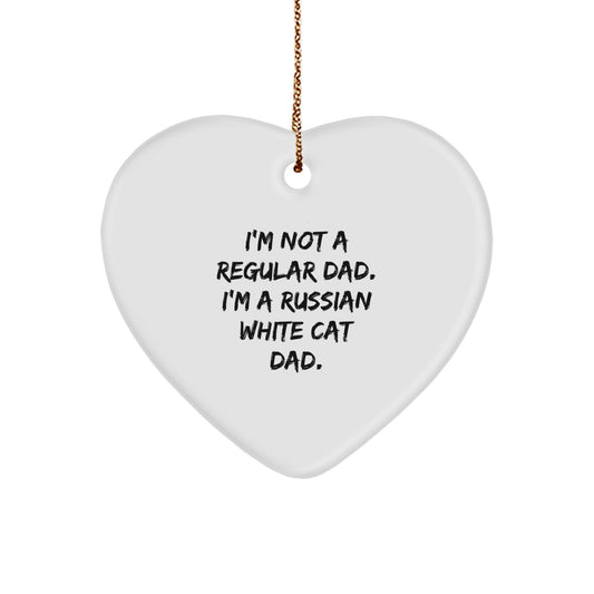 Funny Russian White Cat Dad Gift, Heart Ornament for Men, Russian White Cat Lovers, Christmas Unique Gifts from Family, Friends, Coworkers - Image 1