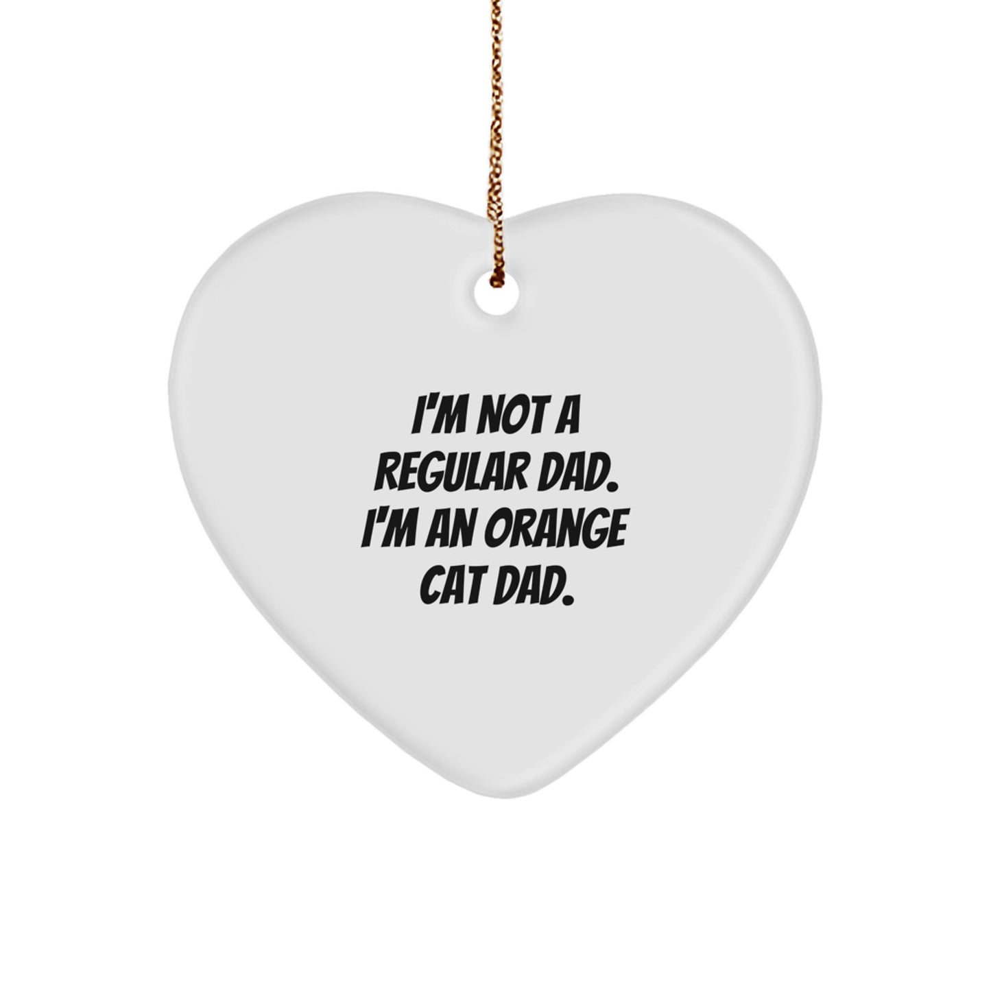 Funny Orange Cat Dad Gifts from Men to Men, Unique Heart Ornament for Christmas - Image 1