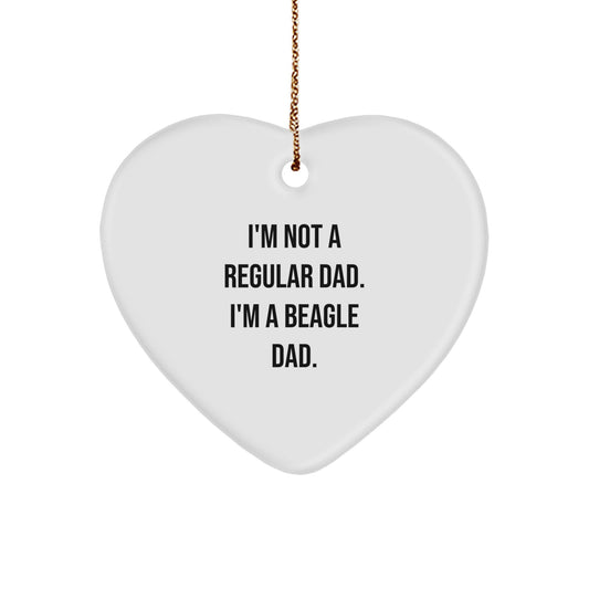 Funny Beagle Dog Gifts from Dad | Heart Ornament for Beagle Dads | Christmas Unique Gifts for Beagle Lovers - Image 1