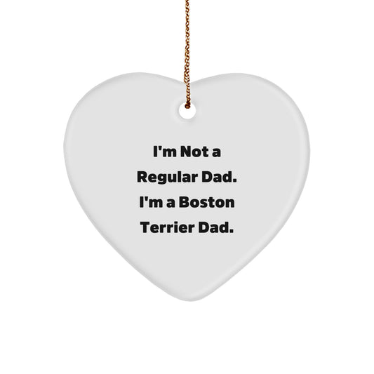 Boston Terrier Dad Heart Ornament, Gifts from Men, Unique Christmas Unique Gifts for Boston Terrier Dog, Funny Quote - Image 1