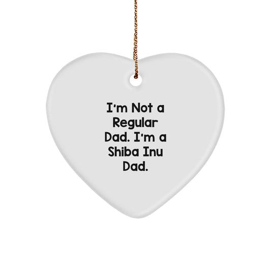 Funny Shiba Inu Dad, Christmas Unique Gifts, Heart Ornament with I'm Not A Regular Dad. I'm A Shiba Inu Dad. Quote - Image 1