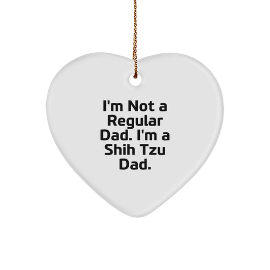 Funny Shih Tzu Dog Dad Heart Ornament Gifts from Men to Family, Christmas Unique Decorations for Women and Friends, Shih Tzu Dad Quote - Image 1