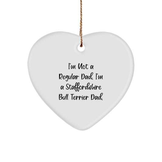 Funny Heart Ornament for Staffordshire Bull Terrier Dog Parents - Gifts from Men to Family for Christmas Unique Gifts - Image 1