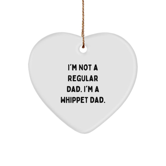 Funny Whippet Dad Heart Ornament Gifts for Men, Unique Whippet Dog Lover Father Christmas Ornament - Image 1