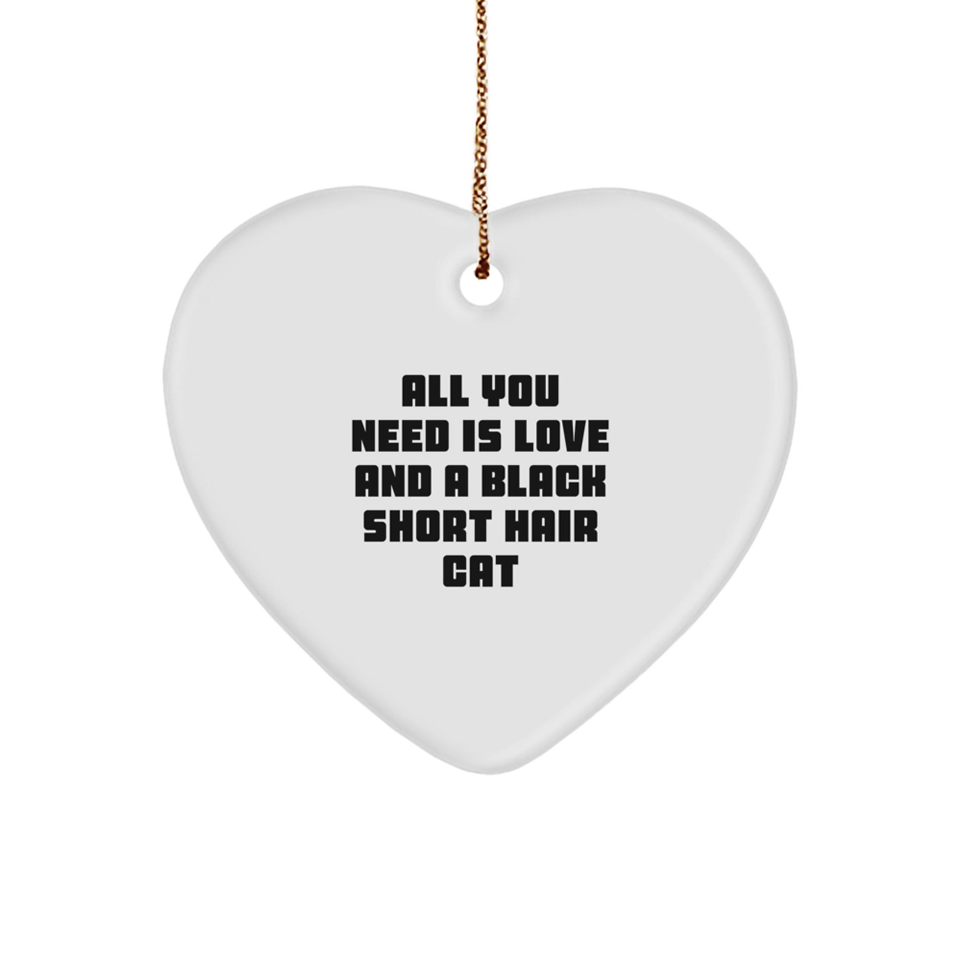 Love and Laughter Black Short Hair Cat Heart Ornament Gifts from Friends, Family, or Coworkers for Christmas - Image 1