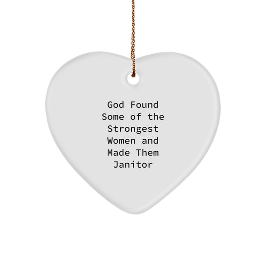 Funny Janitor Heart Ornament Gift for Friend from Women, Christmas Unique Gifts for Janitor Men, Inspirational Heart Shaped Decoration - Image 1