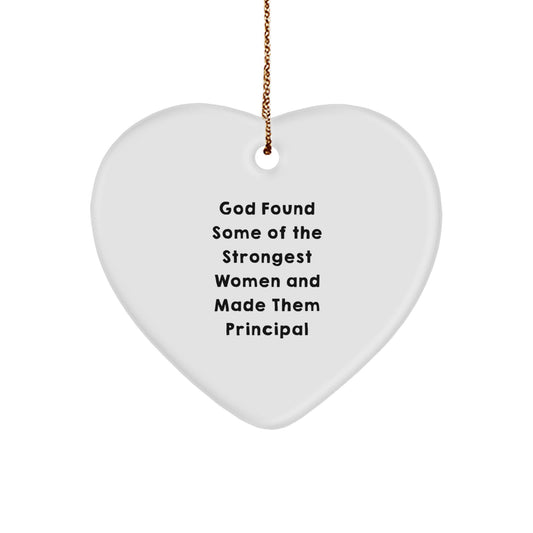 Funny Principal Heart Ornament, Gifts from Men to Women, for Christmas Unique Office Decor, Heart Shaped Principal Figurine, Inspirational Quote - Image 1