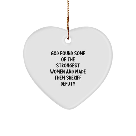Funny Sheriff Deputy Gifts for Women, Sheriff Deputy Heart Ornament, Inspirational Christmas Unique Gifts from Friends - Image 1
