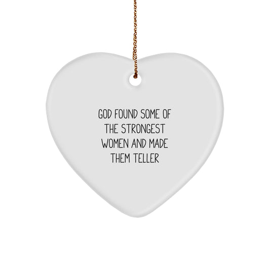 Funny Teller Heart Ornament Gifts from Women for Teller, Heart Ornament with Inspirational Quote, Christmas Unique Gifts - Image 1