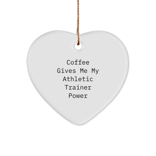 Funny Coffee Lovers Gifts for Athletic Trainers - Heart Ornament with Gold Cord for Christmas Unique Gifts from Family to Men - Image 1
