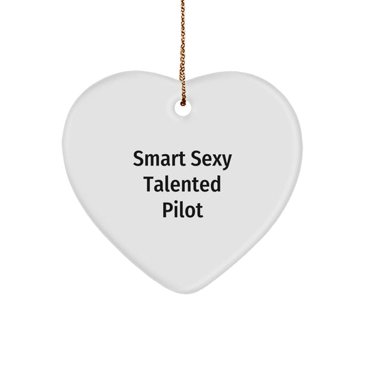 Pilot Gifts from Friends - Smart Sexy Talented Pilot Inspired Heart Ornament for Christmas Unique Gifts - Image 1