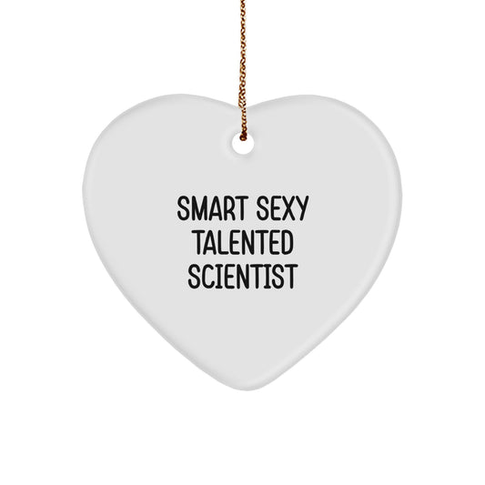 Funny Scientist Gifts - Smart Sexy Talented Scientist Heart Ornament, Christmas Unique Gifts from Friends, for Scientist Men, Women, Family, Coworkers - Image 1