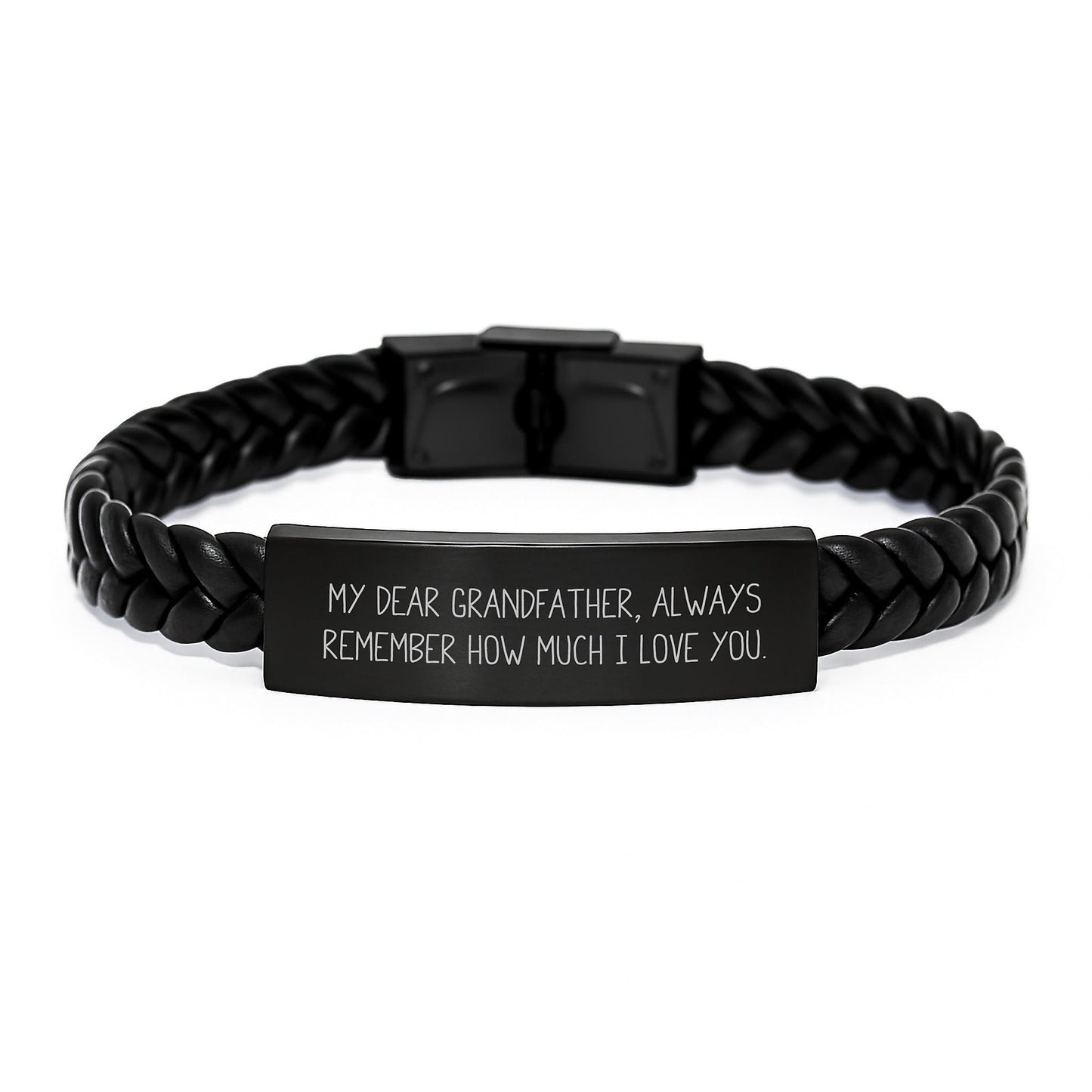 Heartfelt Grandfather Gifts, Interlaced Leather Bracelet for Men, Graduation Unique Gifts from Family, 'My Dear Grandfather, Always Remember How Much I Love You.' Quote - Victory Thru Vision