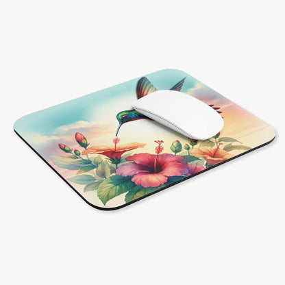 Hummingbird Design Mouse Pad, Nature Lover Desk Accessory, Bird Lover Gift, Office Decor, Floral Mousepad - Victory Thru Vision
